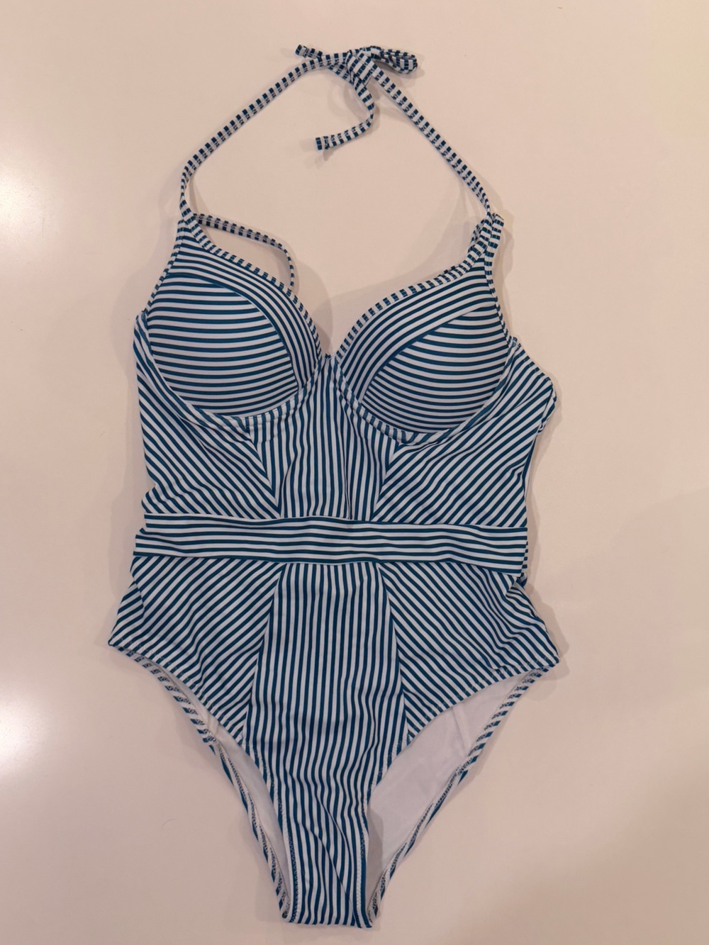 Cupshe Blue & White Striped Halter Kids One-Piece Swimsuit